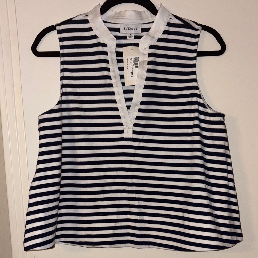 NWT- Evereve Navy and White Striped Tank Top